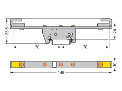 Ma�zeichnung WAGO 790 310 Sammelschienenhalter beidseitig