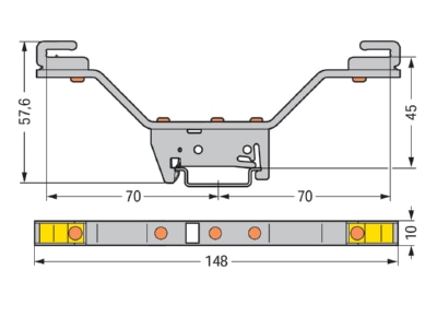 Ma�zeichnung WAGO 790 311 Sammelschienenhalter beidseitig