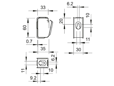 Ma�zeichnung 1 OBO 2031 M 15 A2 Grip Sammelhalterung 15x NYM3x1 5
