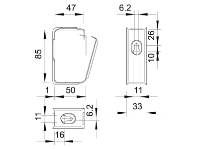 Ma�zeichnung 2 OBO 2031 M 30 A4 Grip Sammelhalterung 30x NYM3x1 5