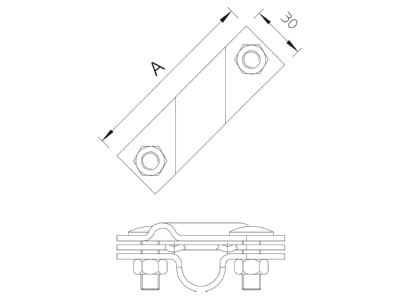 Dimensional drawing 2 OBO 2760 25 V4A Connection clamp for earth rods 25 mm