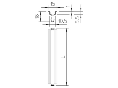 Dimensional drawing 1 OBO 46277 T160 Q GTP Mounting rail 99mm Steel
