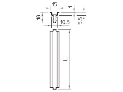 Dimensional drawing 2 OBO 46277 T250 L GTP Mounting rail 189mm Steel