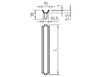 Dimensional drawing 2 OBO 46277 T350 L GTP Mounting rail 168mm Steel