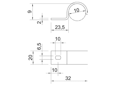 Dimensional drawing 2 OBO 822 10 A4 Mounting strap
