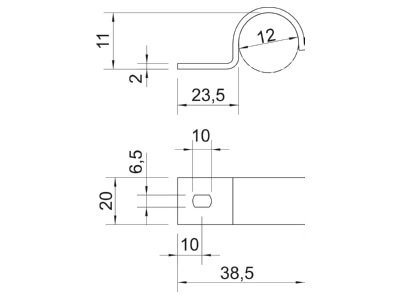 Mazeichnung 1 OBO 822 12 A4 Befestigungsschelle 12mm einlappig