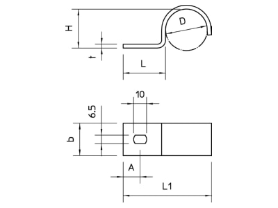 Mazeichnung 2 OBO 822 12 A4 Befestigungsschelle 12mm einlappig