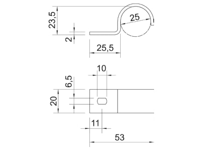 Dimensional drawing 1 OBO 822 25 A4 Mounting strap
