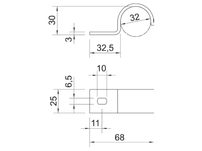 Dimensional drawing 3 OBO 822 32 A4 Mounting strap