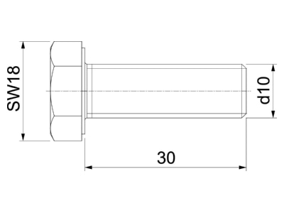 Dimensional drawing 1 OBO HHS M10x30 A5 Hexagon head bolt M10x30mm
