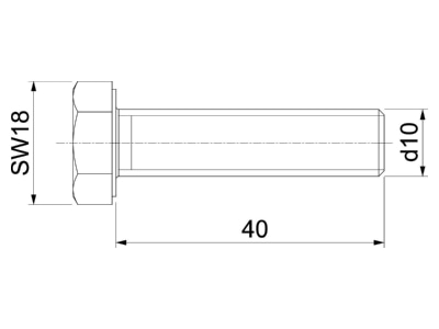 Dimensional drawing 1 OBO HHS M10x40 A4 Hexagon head bolt M10x40mm
