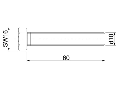 Dimensional drawing 1 OBO HHS M10x60 A4 Hexagon head bolt M10x60mm
