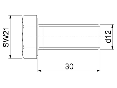 Dimensional drawing 2 OBO HHS M12x30 A4 Hexagon head bolt M12x30mm DIN933 M12x30V4A