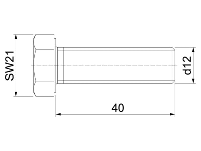 Dimensional drawing 2 OBO HHS M12x40 A5 Hexagon head bolt M12x40mm