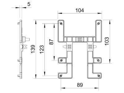 Dimensional drawing 1 OBO BE TS GR Mounting plate for cable support system
