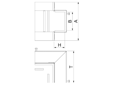 Dimensional drawing 1 OBO BSKM AE 0711 Outer corner for fire resistant duct
