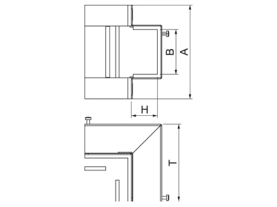 Dimensional drawing 2 OBO BSKM AE 0711 Outer corner for fire resistant duct