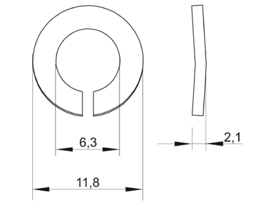Dimensional drawing 3 OBO LWS M6 A4 Serrated lock washer for M6 bolts