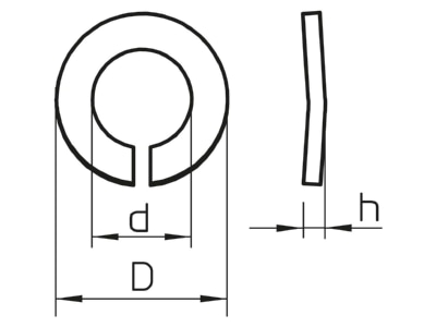 Dimensional drawing 2 OBO LWS M8 A4 Serrated lock washer for M8 bolts
