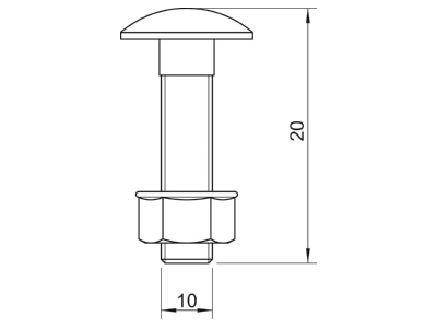 Dimensional drawing 2 OBO FRSB M10x20 A2 Carriage bolt M10x20mm
