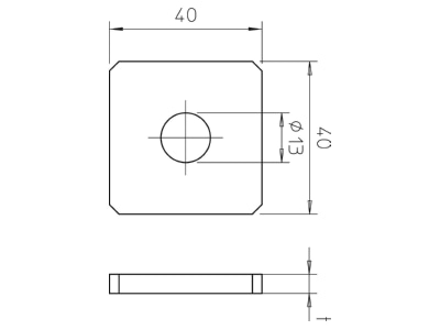 Dimensional drawing 1 OBO GMS 1 VP A2 Coupler for support profile rail
