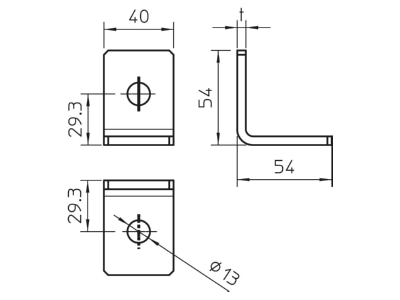 Ma�zeichnung 1 OBO GMS 2 VW 90 A2 Verbindungswinkel 54x54x40x4mm GMS 2 VW 90 V2A