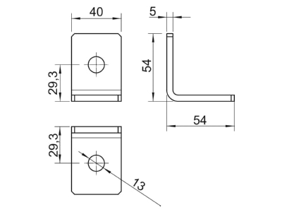 Ma�zeichnung 3 OBO GMS 2 VW 90 A2 Verbindungswinkel 54x54x40x4mm GMS 2 VW 90 V2A