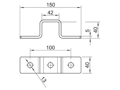 Dimensional drawing 1 OBO GMS 3 O 4141 A2 Mounting bracket for profile rail GMS 3 O 4141 V2A
