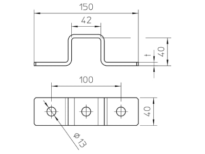 Dimensional drawing 2 OBO GMS 3 O 4141 A2 Mounting bracket for profile rail GMS 3 O 4141 V2A
