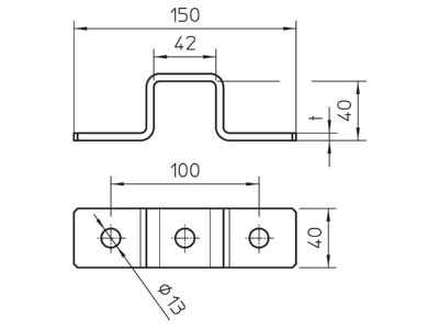 Dimensional drawing 3 OBO GMS 3 O 4141 A2 Mounting bracket for profile rail GMS 3 O 4141 V2A
