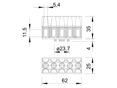 Mazeichnung 2 OBO KL T 02 06 Klemmleiste 6qmm
