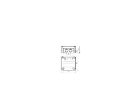 Dimensional drawing 1 OBO T 60 F Surface mounted box 114x114mm
