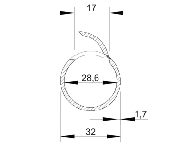 Dimensional drawing 1 OBO 2953 M32 RW Plastic installation conduit 32mm
