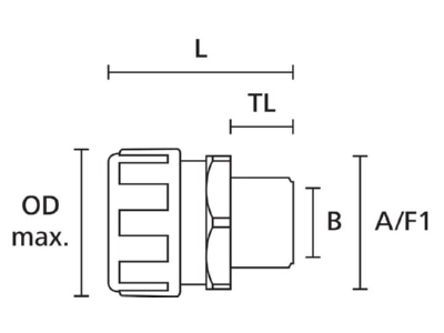 Dimensional drawing Hellermann Tyton PSR20 S M20 Straight Connector for protective hose