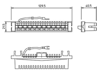 Dimensional drawing 1 OBO LSA E LEI Earthing strip LSA Plus connection
