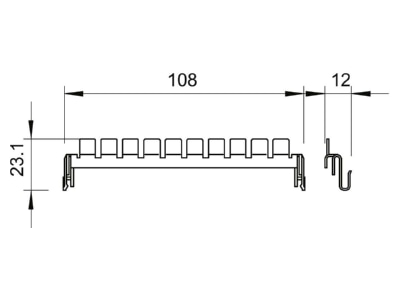 Dimensional drawing 1 OBO LSA E Accessory signal surge protection

