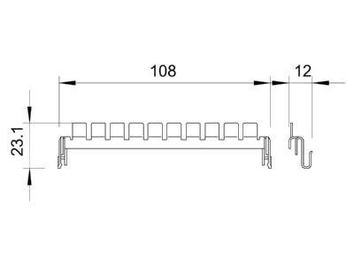 Dimensional drawing 2 OBO LSA E Accessory signal surge protection