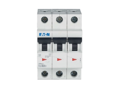Vorderseite 2 Eaton FAZ B20 3 Leitungsschutzschalter B 20A  3p