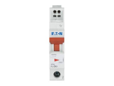 Front view Eaton PLI D4 1 Miniature circuit breaker 1 p D4A
