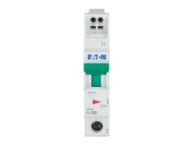 Front view Eaton PLI D6 1 Miniature circuit breaker 1 p D6A
