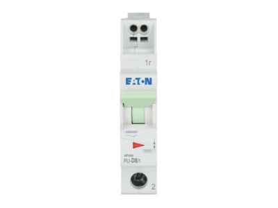 Front view Eaton PLI D8 1 Miniature circuit breaker 1 p D8A
