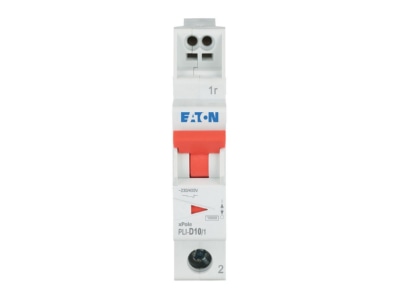 Front view Eaton PLI D10 1 Miniature circuit breaker 1 p D10A
