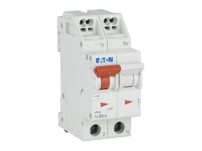 View right Eaton PLI D4 1N Miniature circuit breaker 2 p D4A