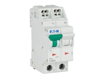 View right Eaton PLI D6 1N Miniature circuit breaker 2 p D6A