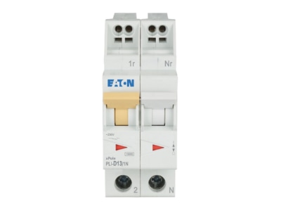 Front view Eaton PLI D13 1N Miniature circuit breaker 2 p D13A
