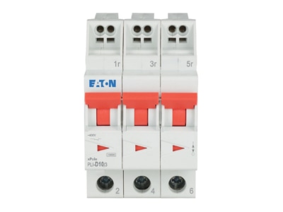 Front view Eaton PLI D10 3 Miniature circuit breaker 3 p D10A
