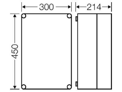 Dimensional drawing Hensel Mi 0311 Distribution cabinet  empty  450x300mm