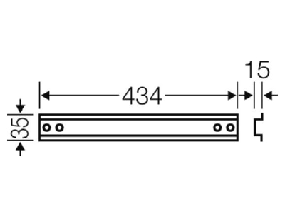 Dimensional drawing Hensel Mi TS 45 DIN rail  top hat rail  35 15 mm 434mm
