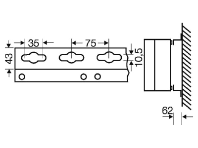 Dimensional drawing Hensel Mi MS 2 Mounting corner for cabinet mounting
