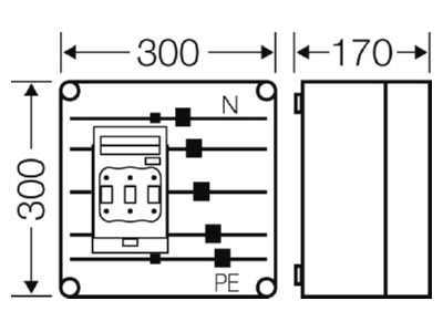 Mazeichnung Hensel Mi 6226 Sicherungsgehaeuse 1x3xNH00 250A 5p 